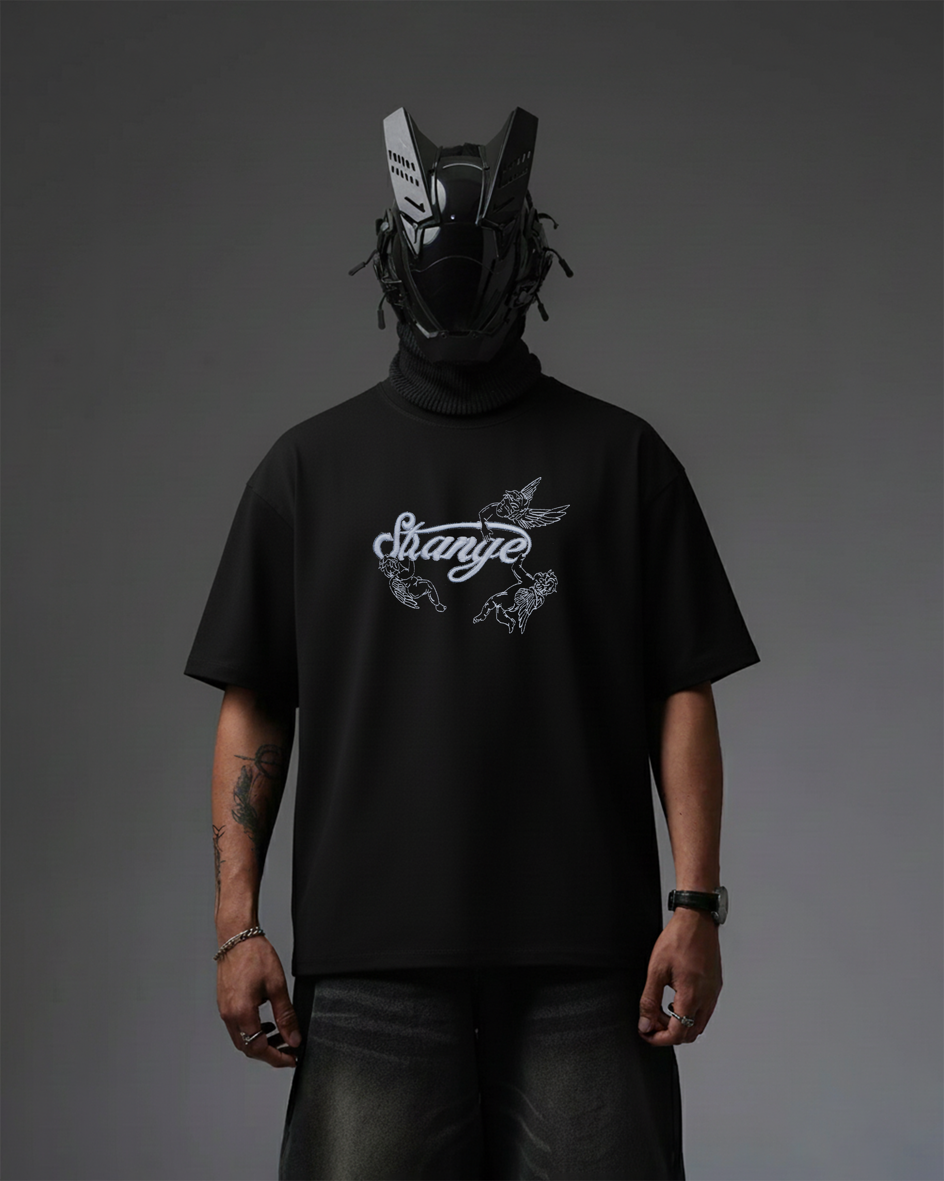 STRANGE ANGELS EMBROIDERY OVER-SIZED T SHIRT