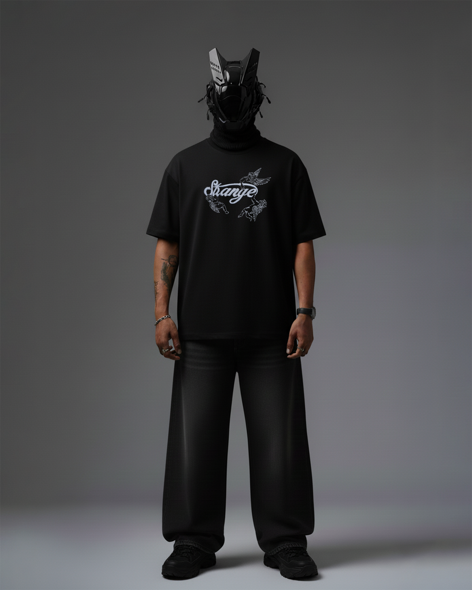 STRANGE ANGELS EMBROIDERY OVER-SIZED T SHIRT