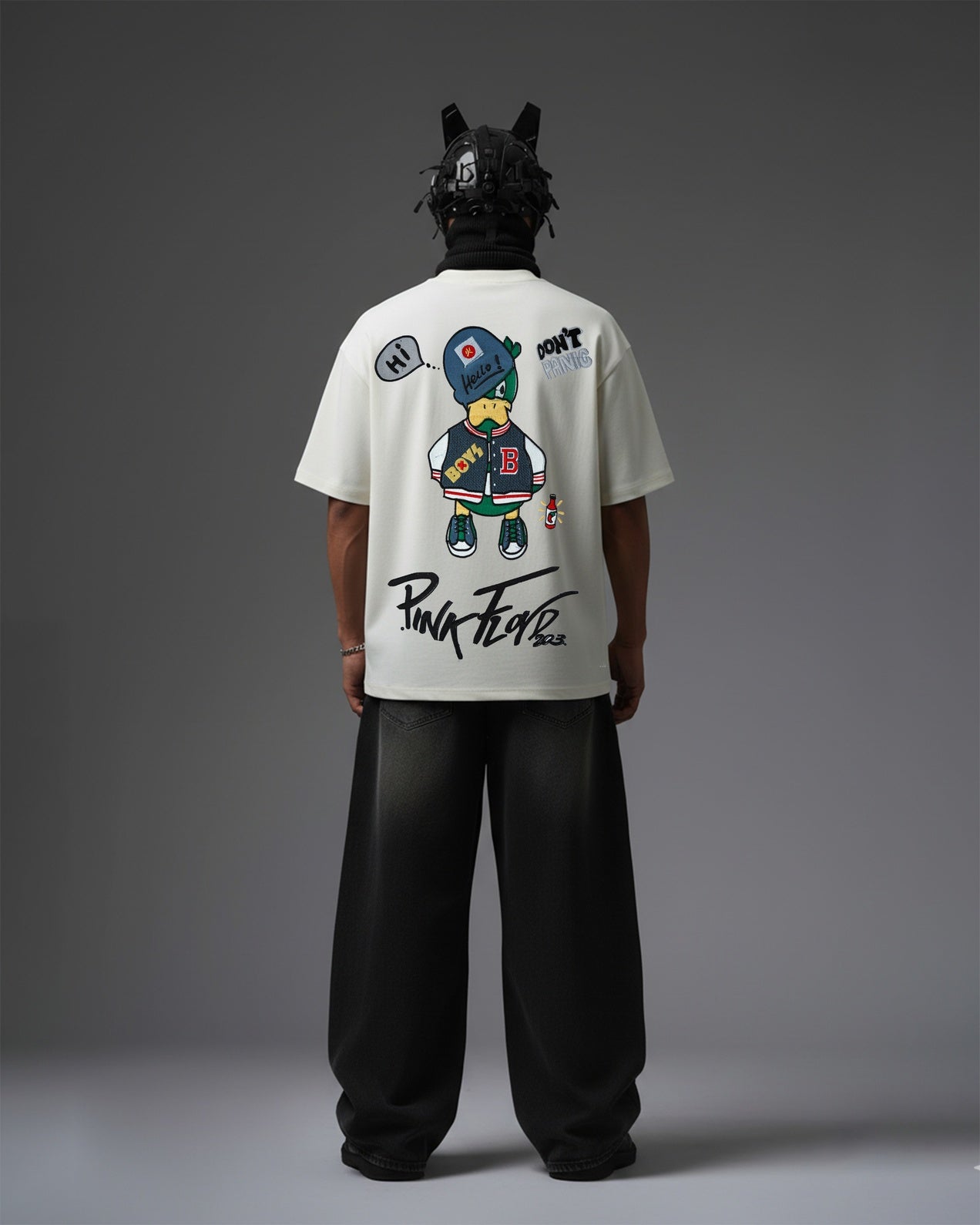 PINKFLY DUCK EMBROIDERY OVER-SIZED T SHIRT