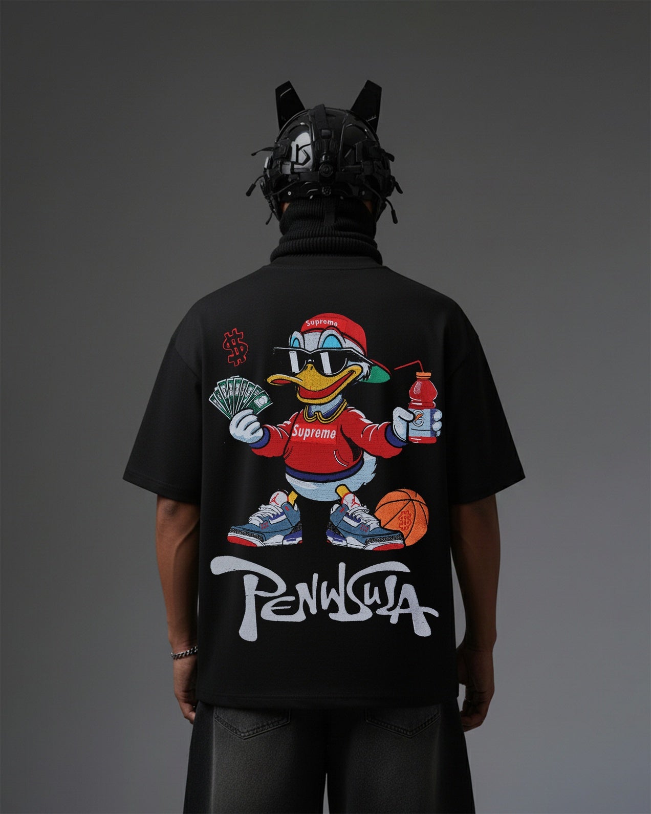 PENINSULA DUCK EMBROIDERY OVER-SIZED T SHIRT