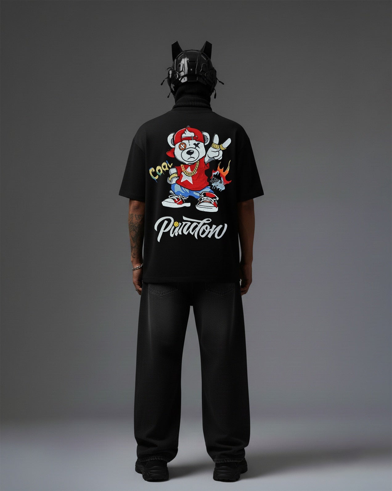 COOL BEAR EMBROIDERY OVER-SIZED T SHIRT