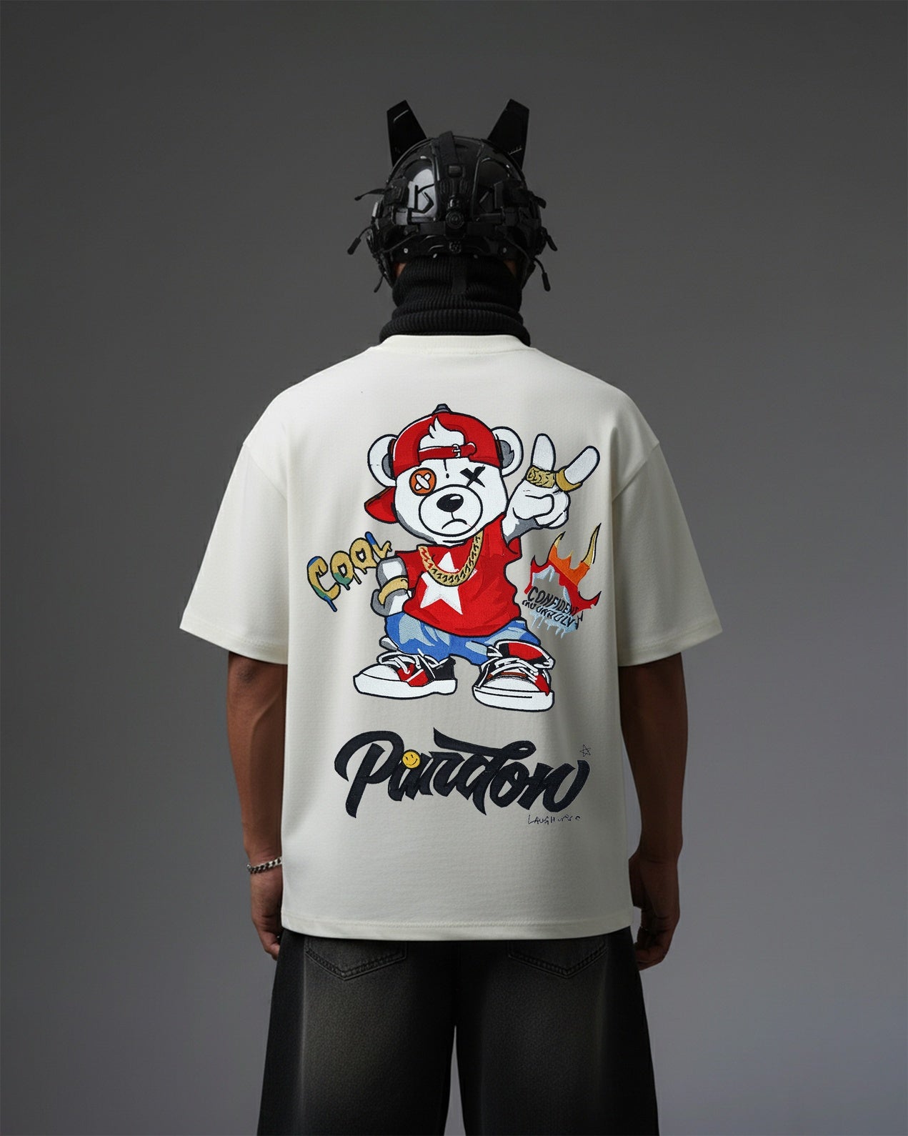 COOL BEAR EMBROIDERY OVER-SIZED T SHIRT