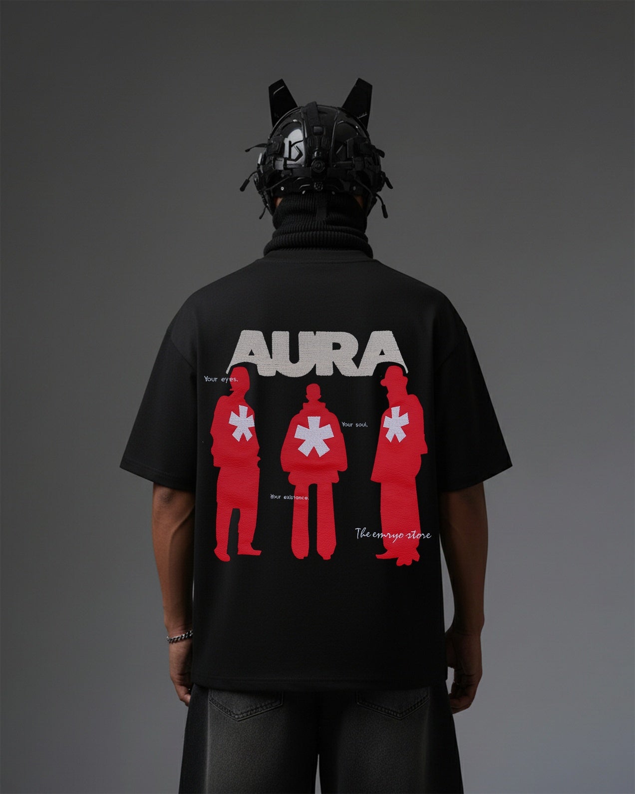 AURA APPLIQUE WITH EMBROIDERY OVER-SIZED T SHIRT