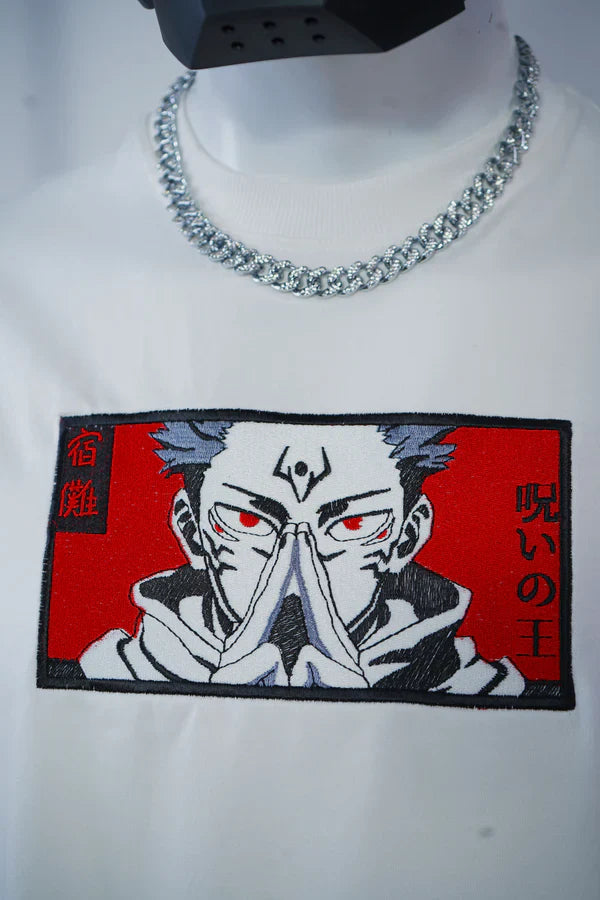 SUKUNA EMBROIDERY OVER-SIZED T SHIRT - My Store