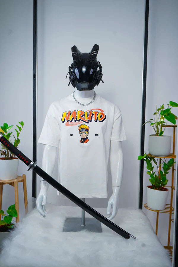 NARUTO EMBROIDERY OVER-SIZED T SHIRT - My Store