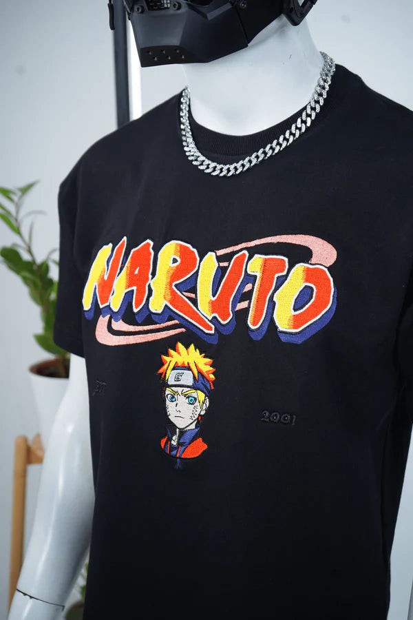 NARUTO EMBROIDERY OVER-SIZED T SHIRT - My Store