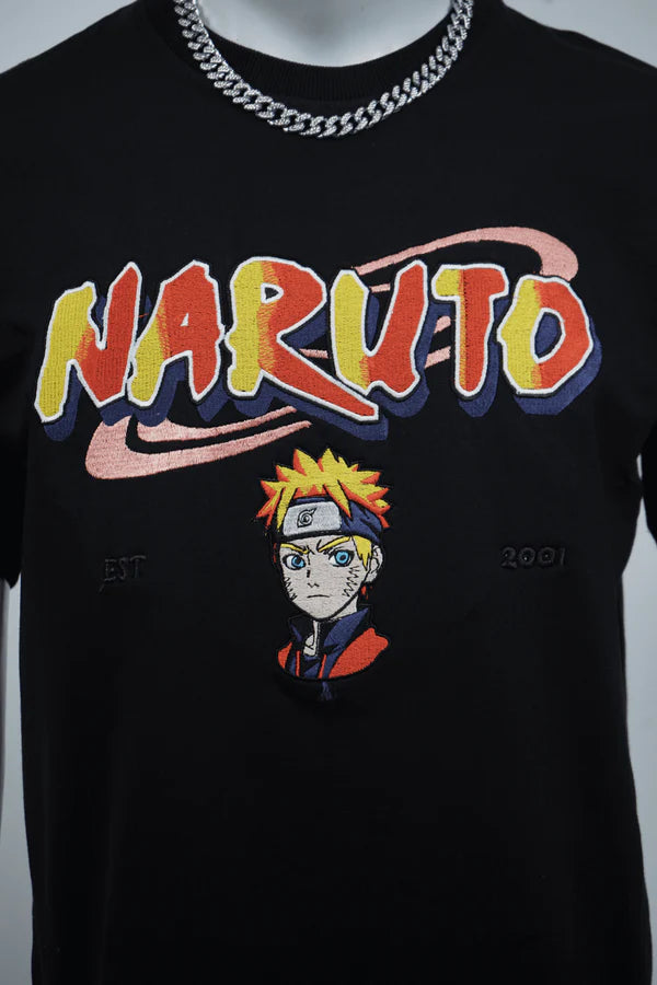 NARUTO EMBROIDERY OVER-SIZED T SHIRT - My Store