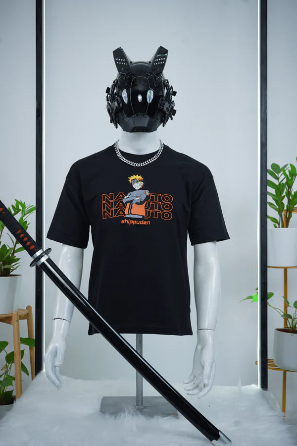 NARUTO EMBROIDERY OVER-SIZED T SHIRT - My Store