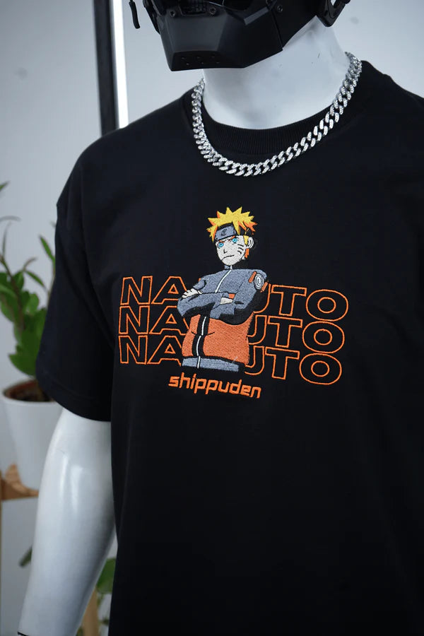 NARUTO EMBROIDERY OVER-SIZED T SHIRT - My Store