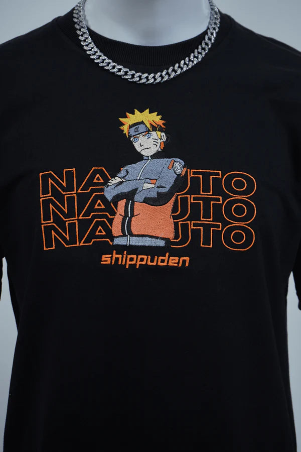 NARUTO EMBROIDERY OVER-SIZED T SHIRT - My Store