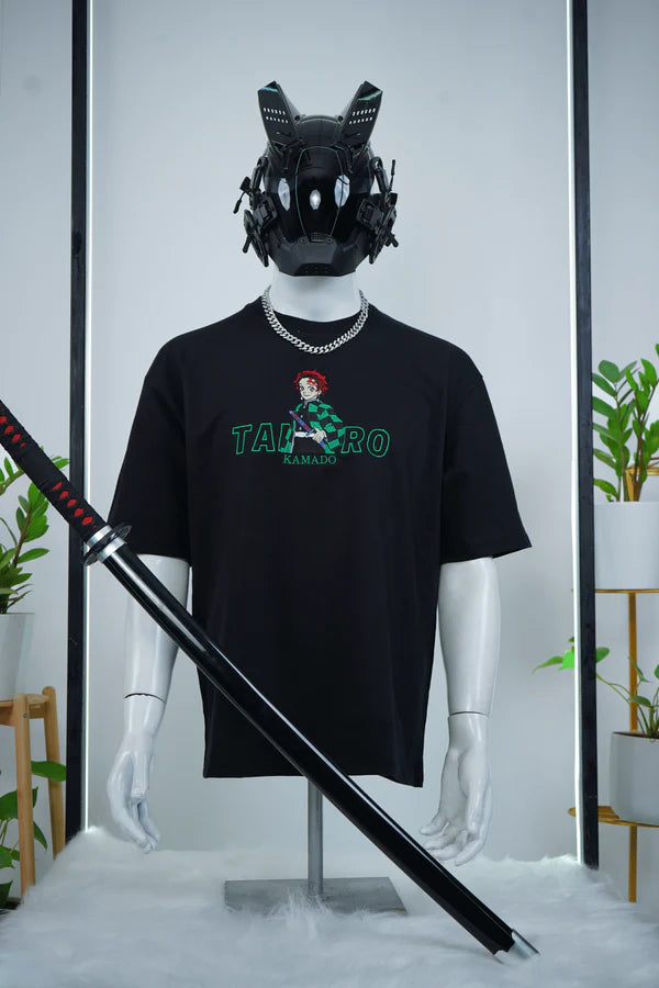 TANJIRO EMBROIDERY OVER-SIZED T SHIRT - My Store