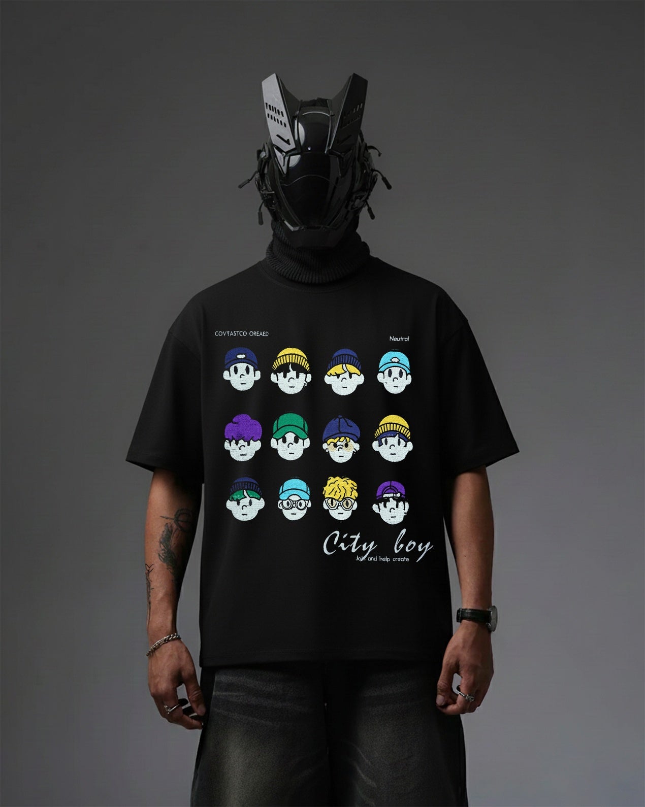 CITY BOY'S EMBROIDERY OVER-SIZED T SHIRT