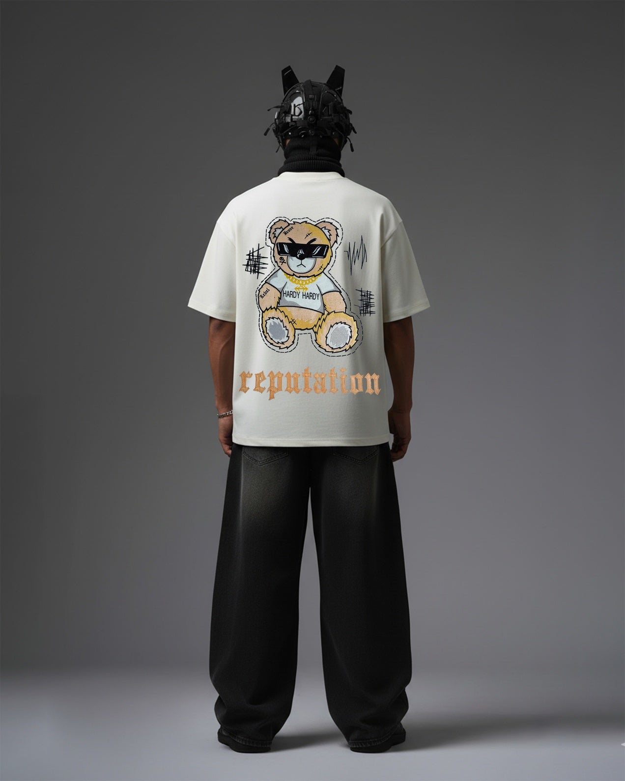 REPUTATION BEAR EMBROIDERY OVER-SIZED T SHIRT