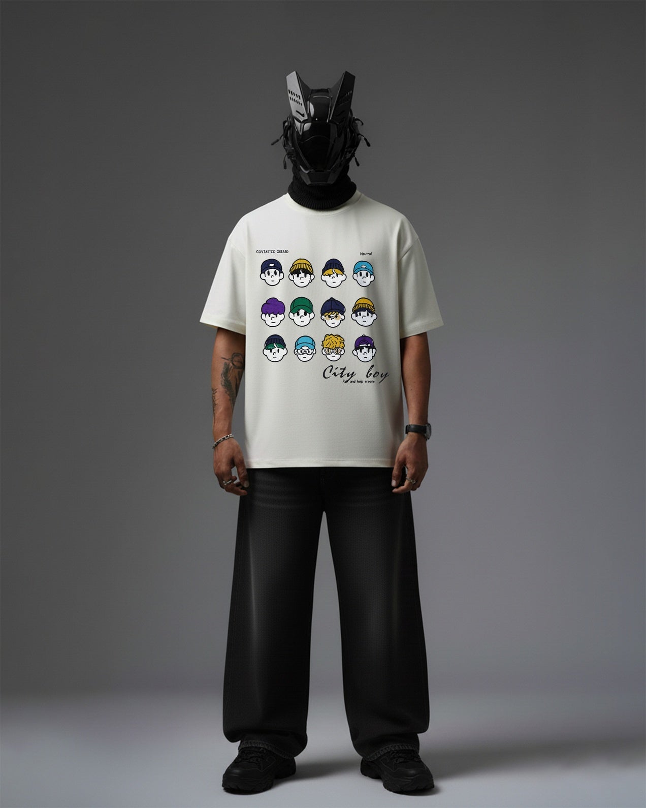CITY BOY'S EMBROIDERY OVER-SIZED T SHIRT