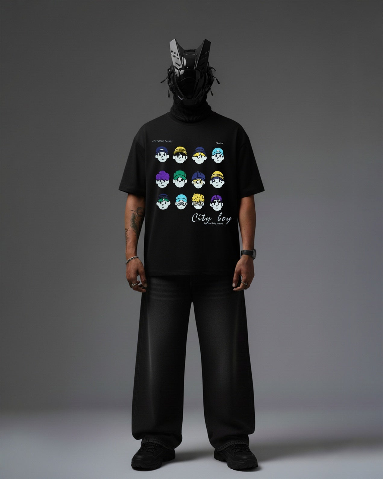 CITY BOY'S EMBROIDERY OVER-SIZED T SHIRT