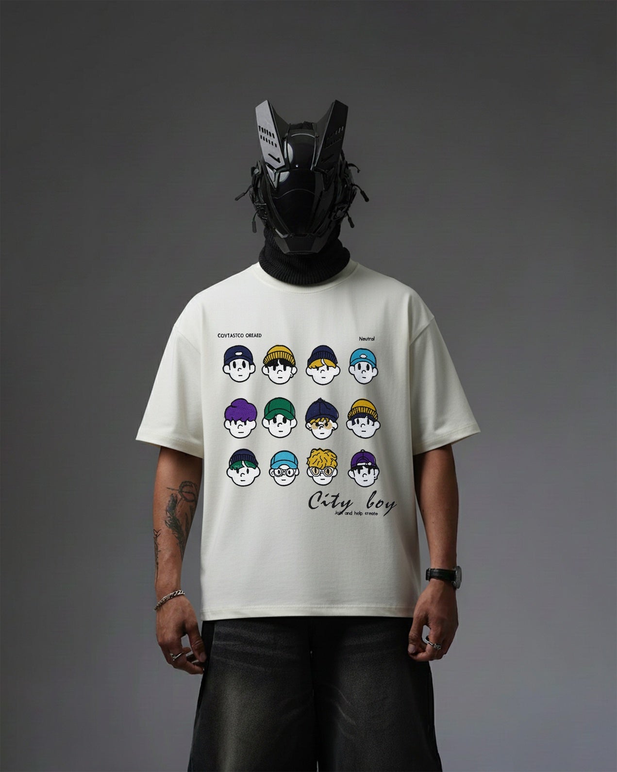 CITY BOY'S EMBROIDERY OVER-SIZED T SHIRT