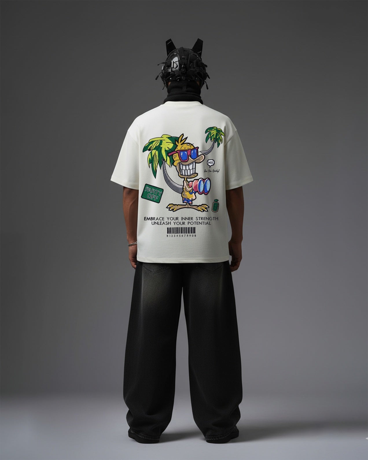 PARTY OFF DUCK EMBROIDERY OVER-SIZED T SHIRT