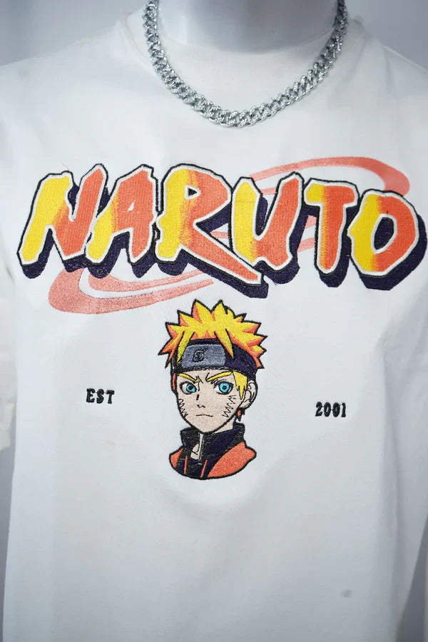 NARUTO EMBROIDERY OVER-SIZED T SHIRT - My Store