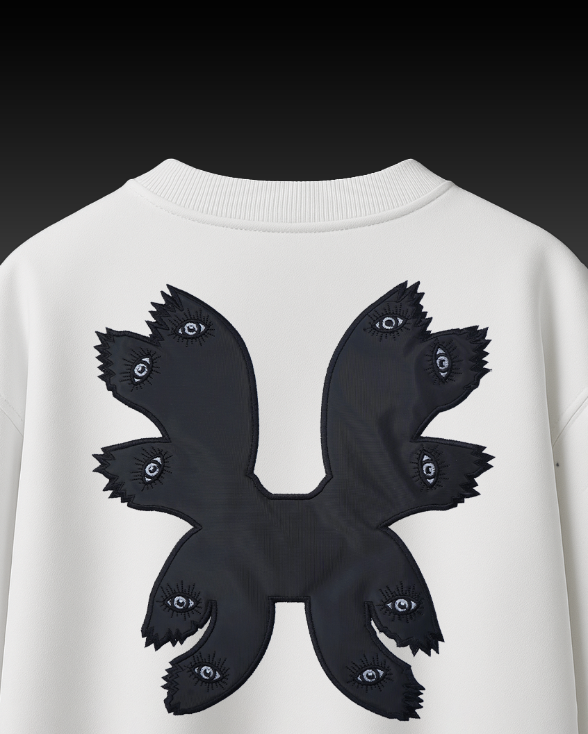 EYE APPLIQUE WITH EMBROIDERY OVER-SIZED T SHIRT