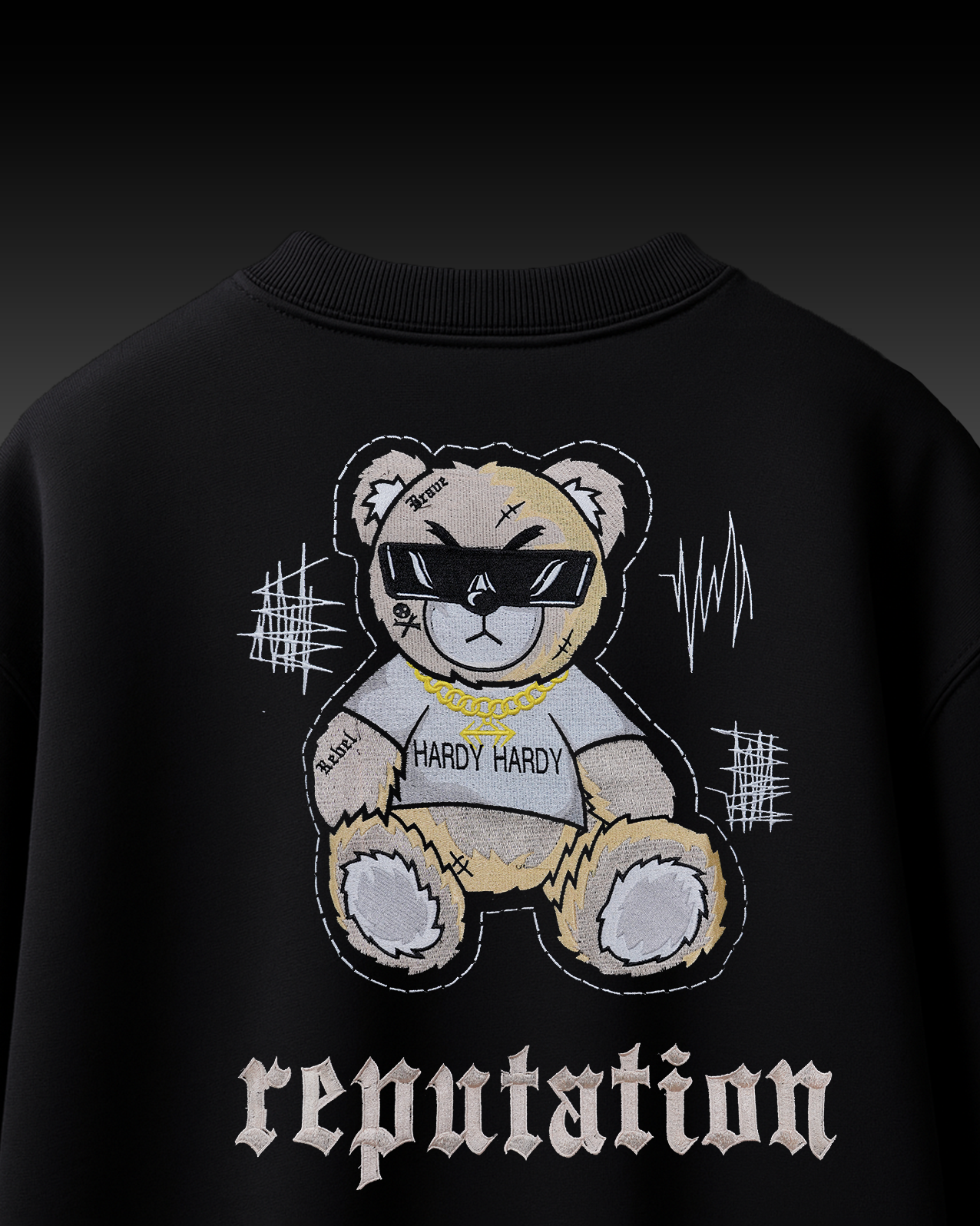 REPUTATION BEAR EMBROIDERY OVER-SIZED T SHIRT