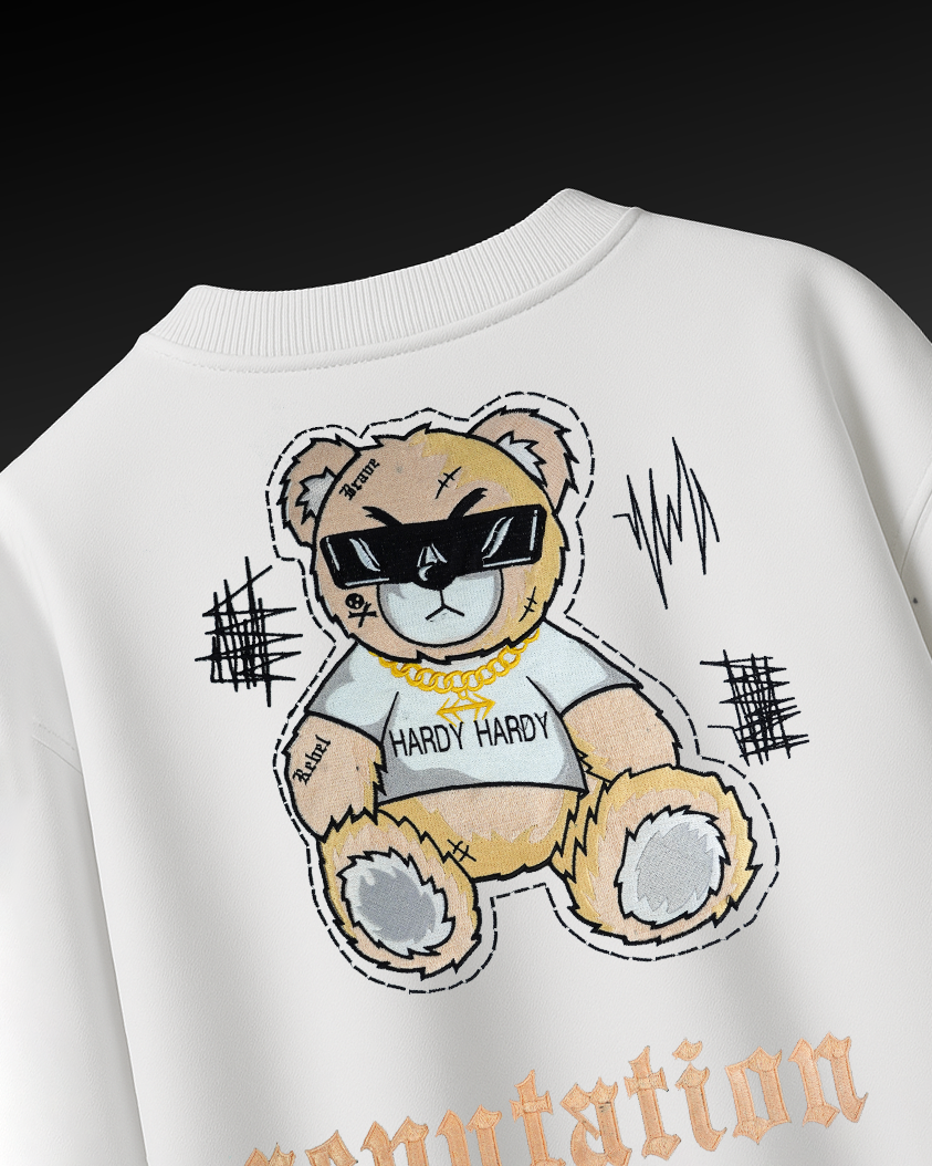 REPUTATION BEAR EMBROIDERY OVER-SIZED T SHIRT