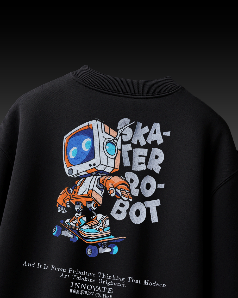 SKATER-BOT EMBROIDERY OVER-SIZED T SHIRT