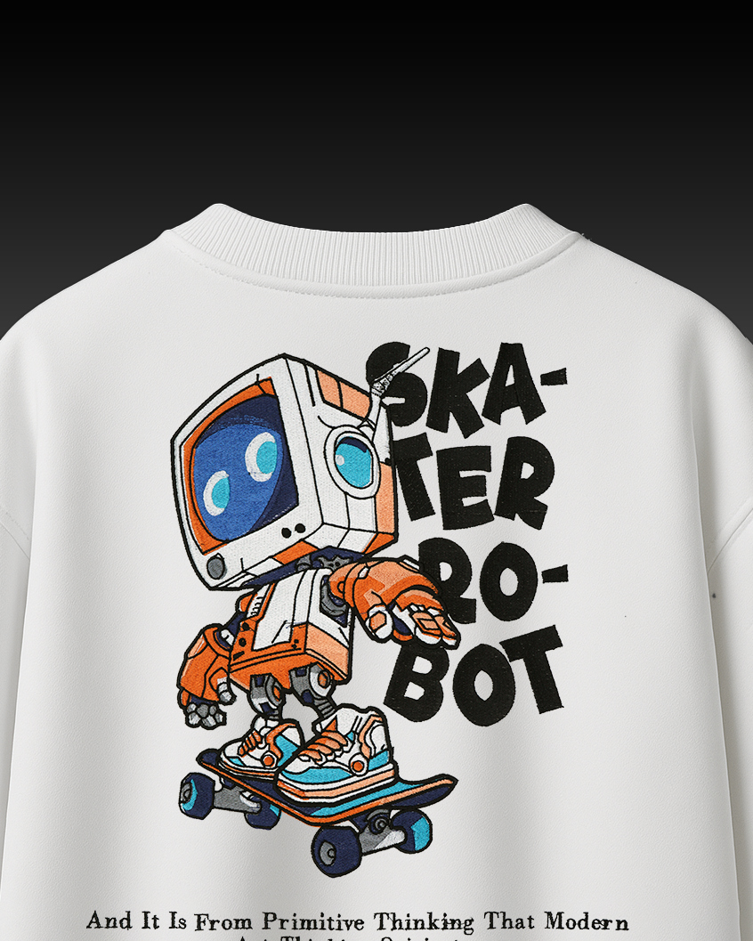 SKATER-BOT EMBROIDERY OVER-SIZED T SHIRT