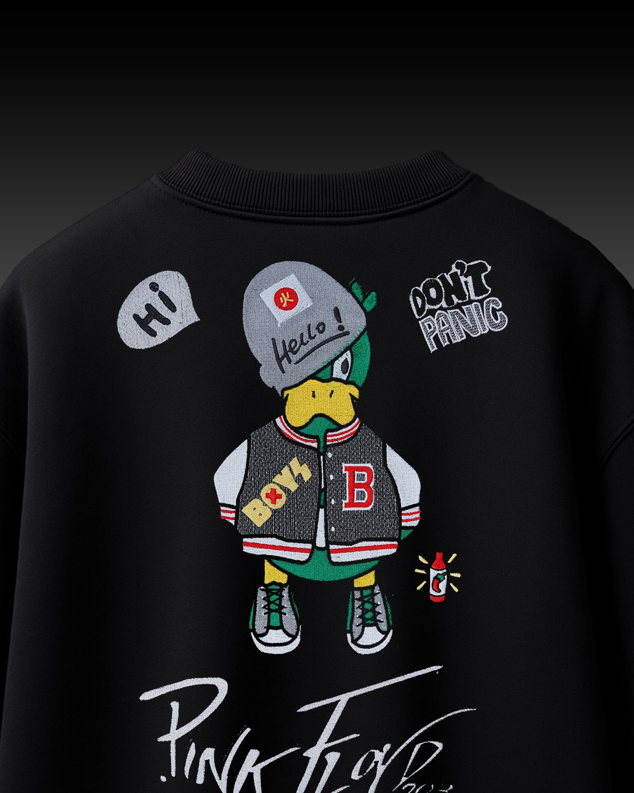PINKFLY DUCK EMBROIDERY OVER-SIZED T SHIRT