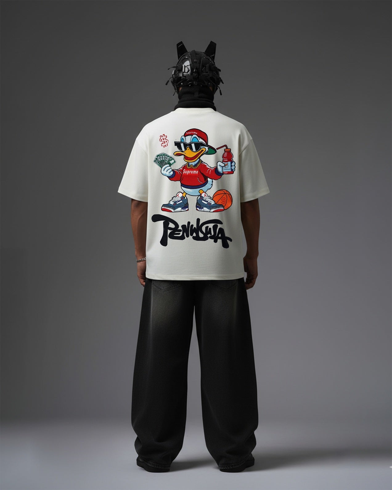 PENINSULA DUCK EMBROIDERY OVER-SIZED T SHIRT