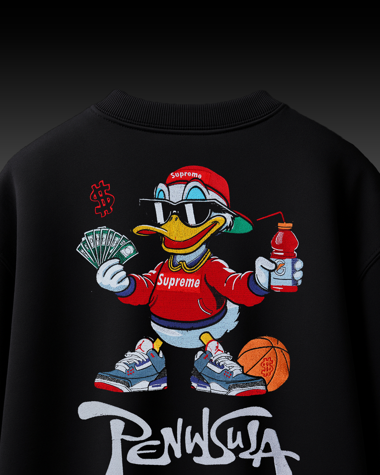 PENINSULA DUCK EMBROIDERY OVER-SIZED T SHIRT