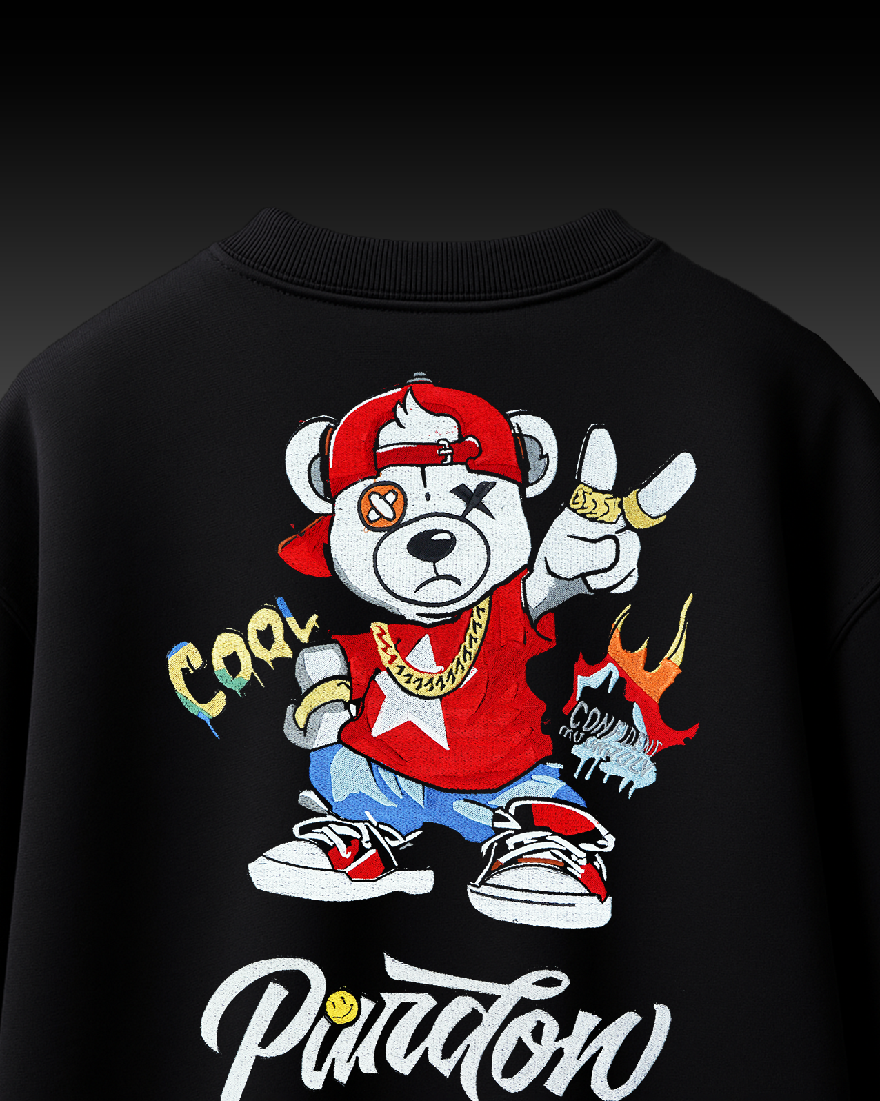 COOL BEAR EMBROIDERY OVER-SIZED T SHIRT