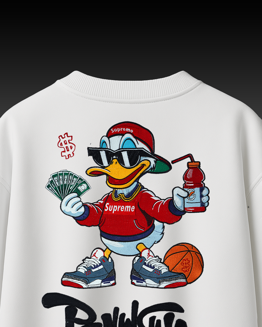 PENINSULA DUCK EMBROIDERY OVER-SIZED T SHIRT