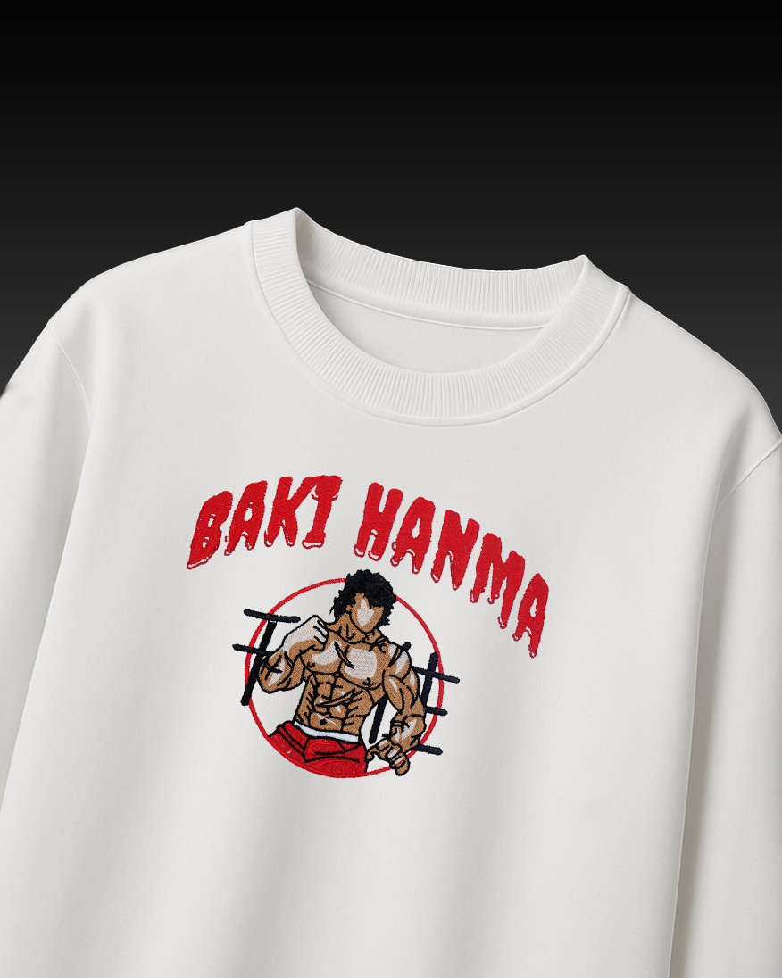 BAKI HANMA EMBROIDERY OVER-SIZED T SHIRT