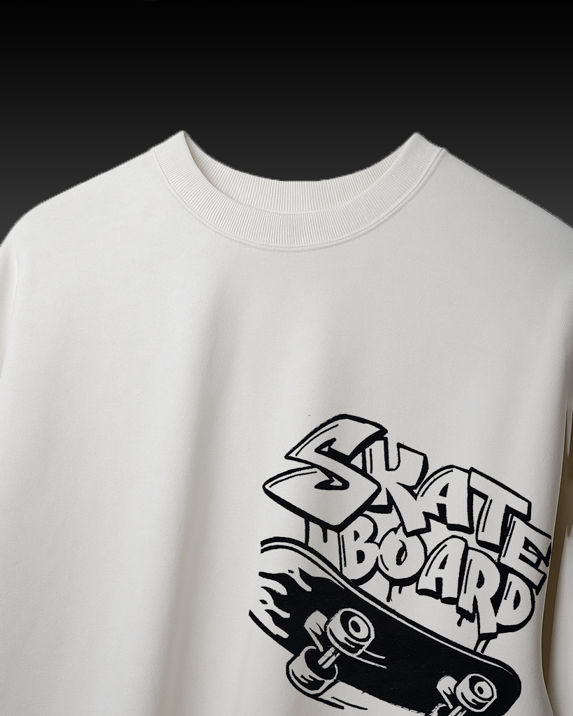 SKATE BOARD EMBROIDERY OVER-SIZED T SHIRT