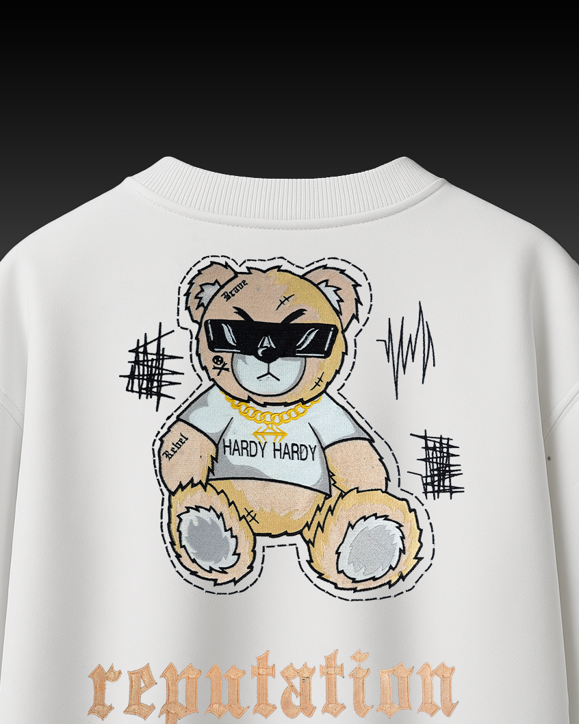 REPUTATION BEAR EMBROIDERY OVER-SIZED T SHIRT