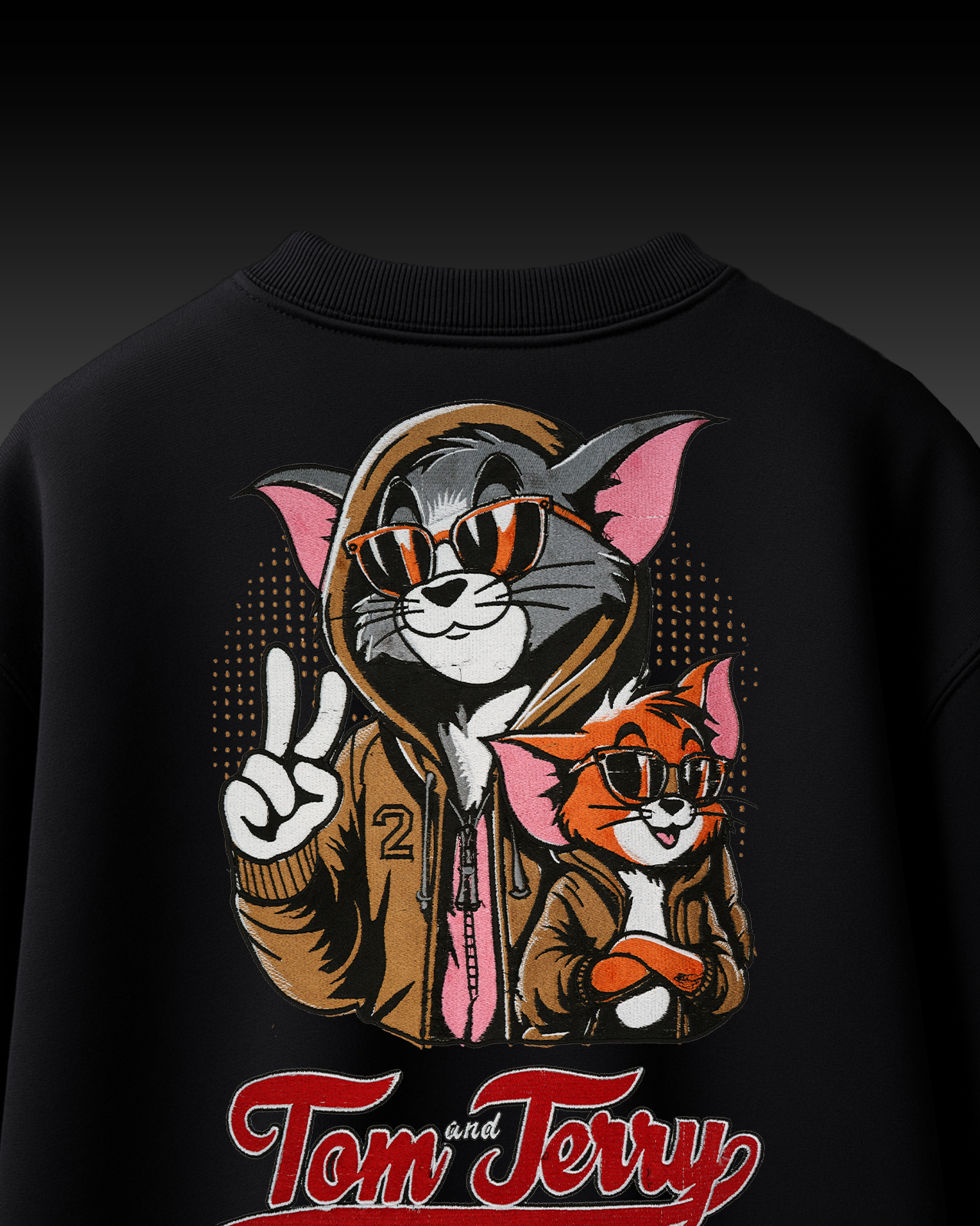 TOM & JERRY EMBROIDERY OVER-SIZED T SHIRT