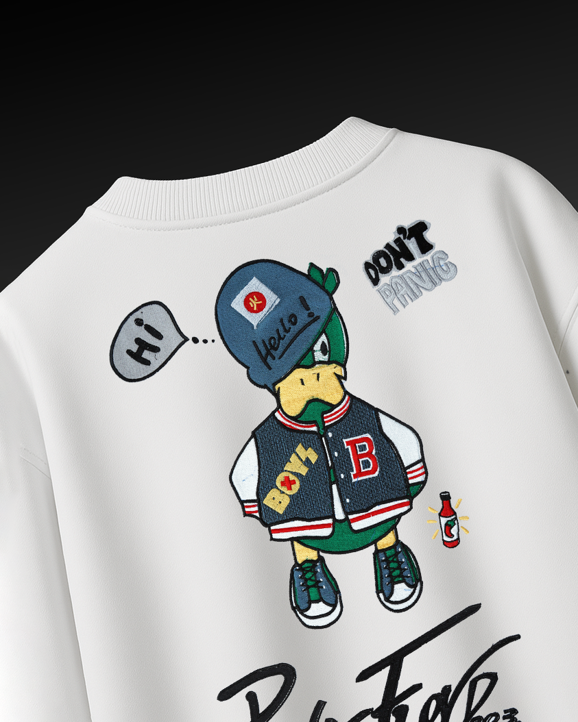 PINKFLY DUCK EMBROIDERY OVER-SIZED T SHIRT