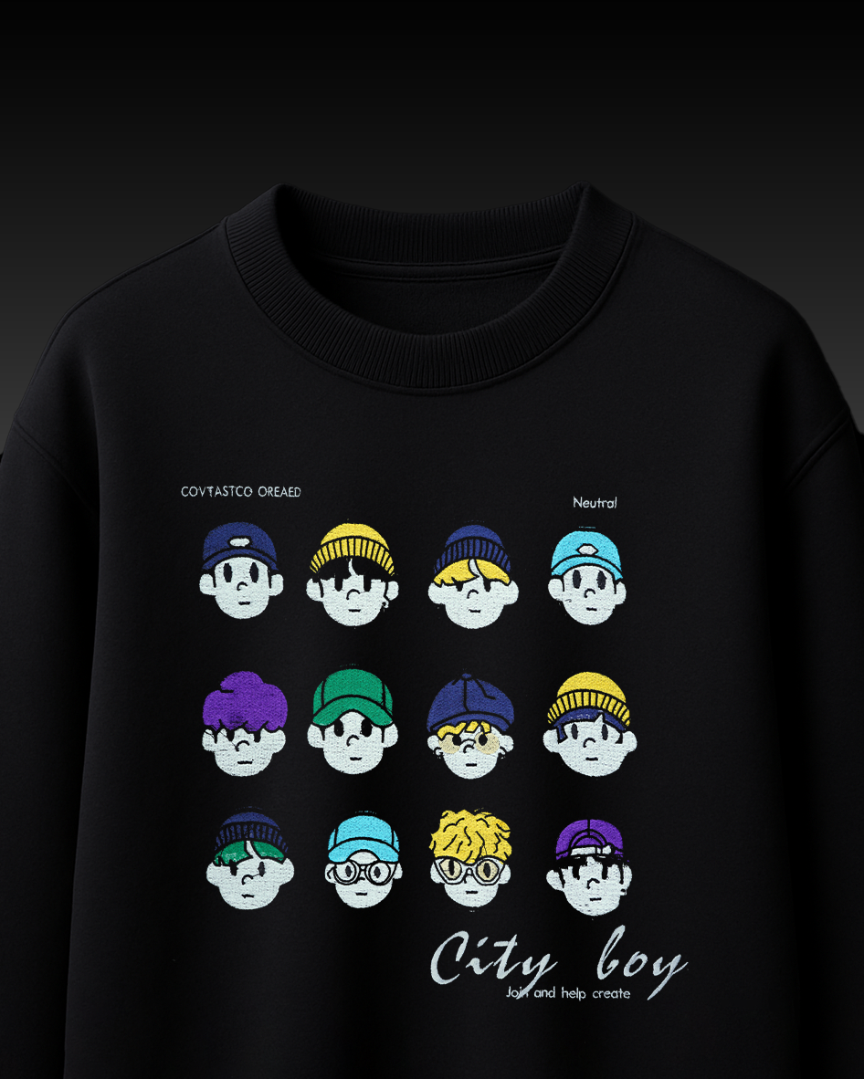 CITY BOY'S EMBROIDERY OVER-SIZED T SHIRT