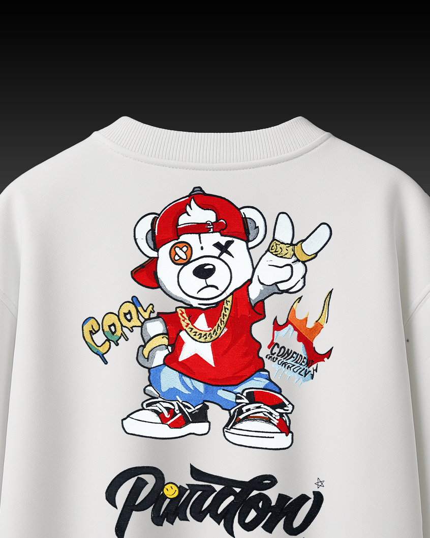 COOL BEAR EMBROIDERY OVER-SIZED T SHIRT