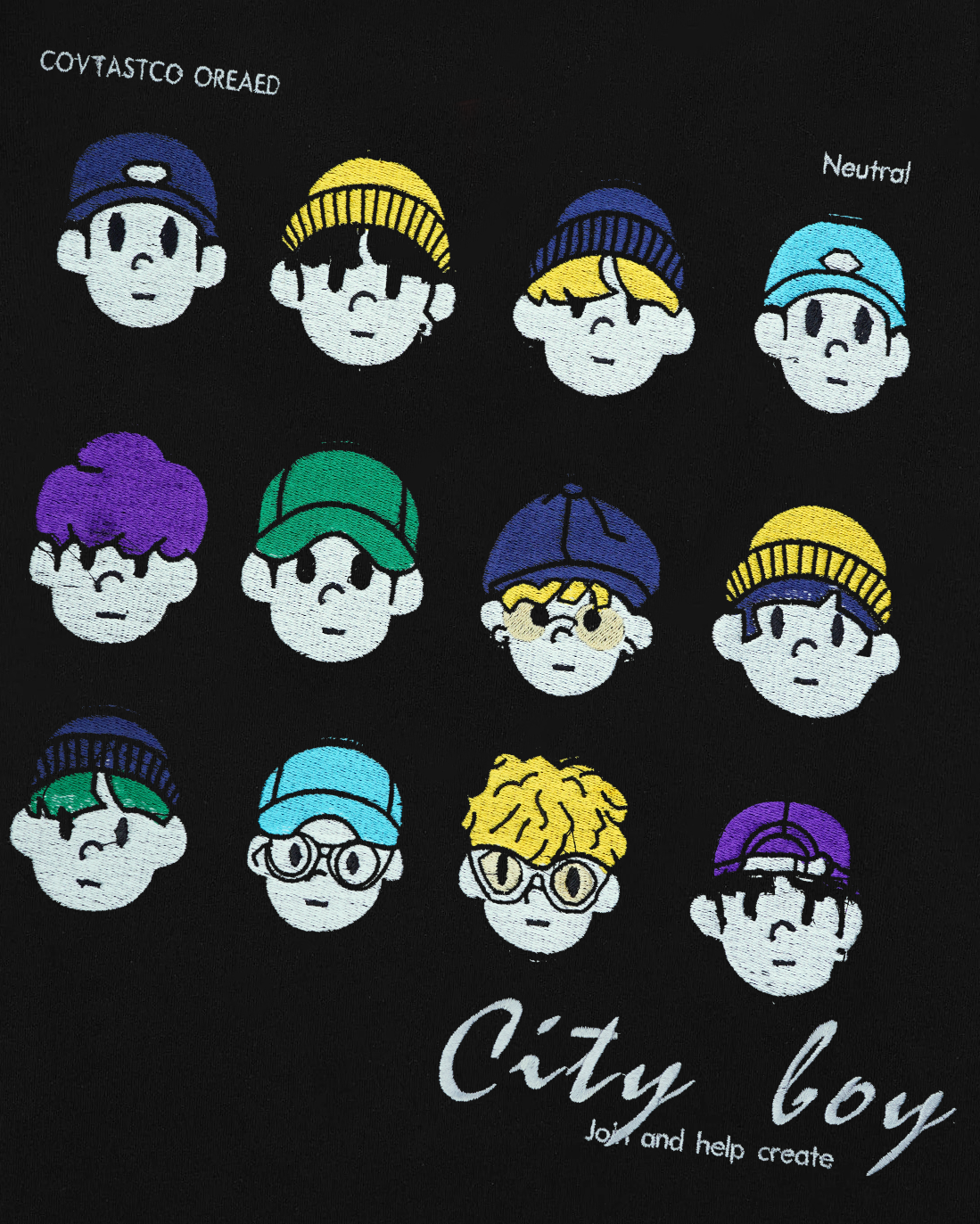 CITY BOY'S EMBROIDERY OVER-SIZED T SHIRT