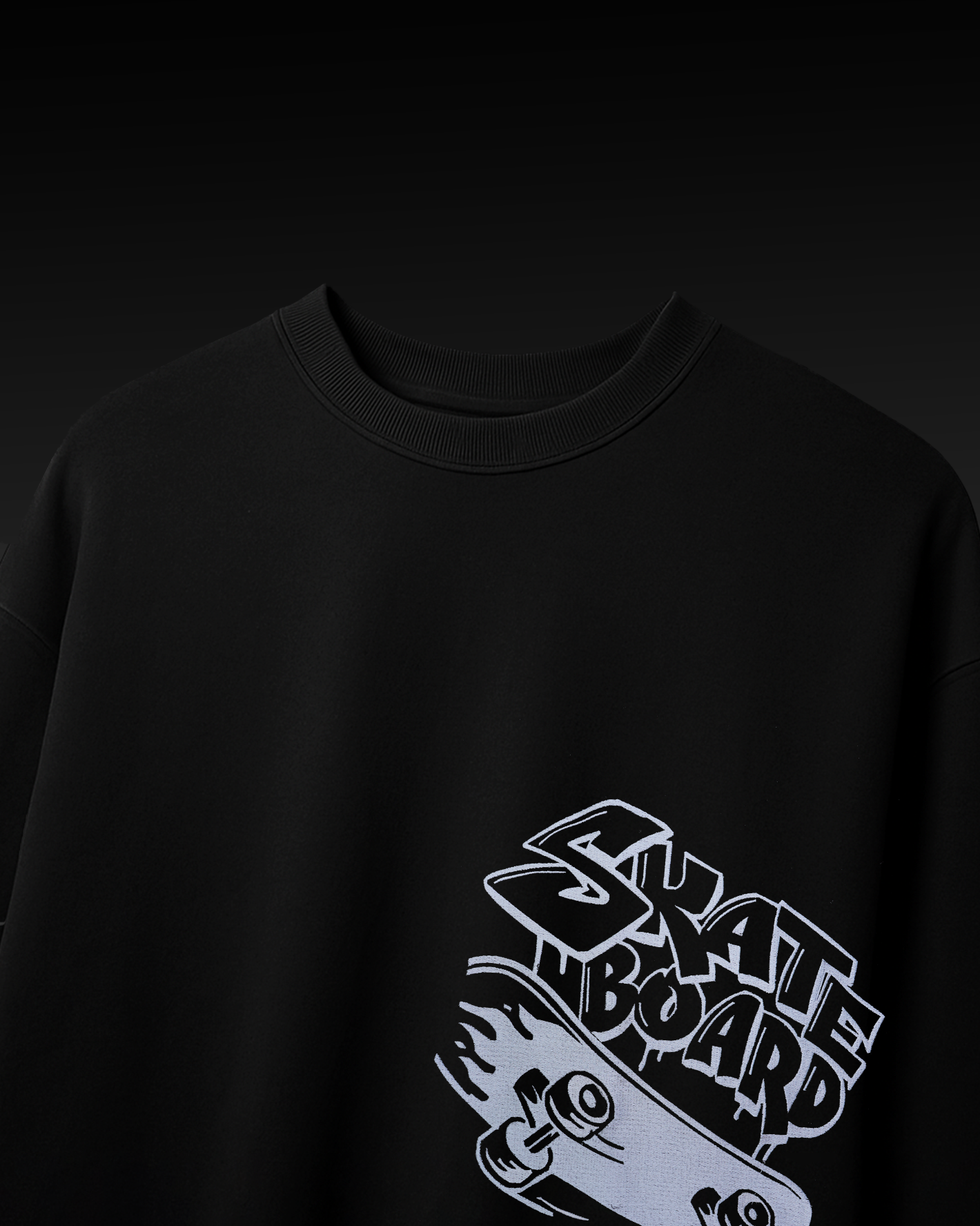 SKATE BOARD EMBROIDERY OVER-SIZED T SHIRT