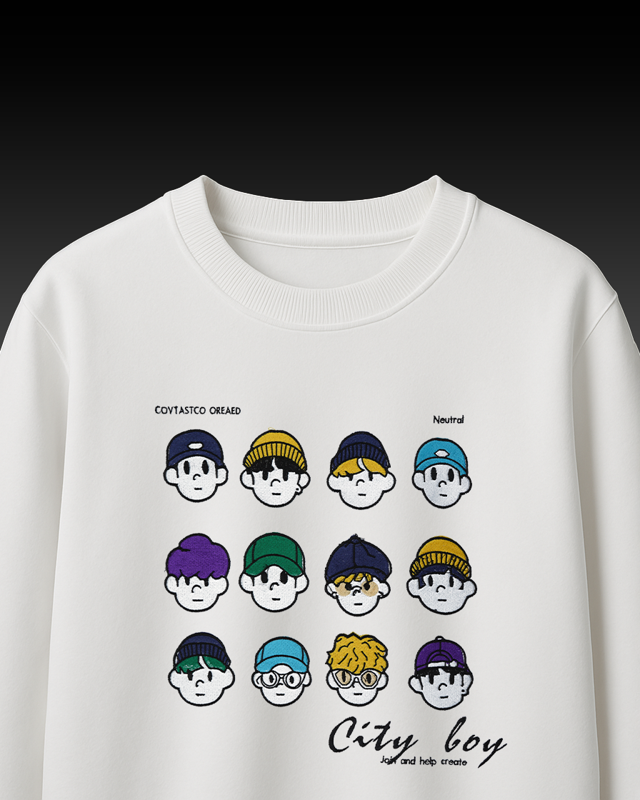 CITY BOY'S EMBROIDERY OVER-SIZED T SHIRT