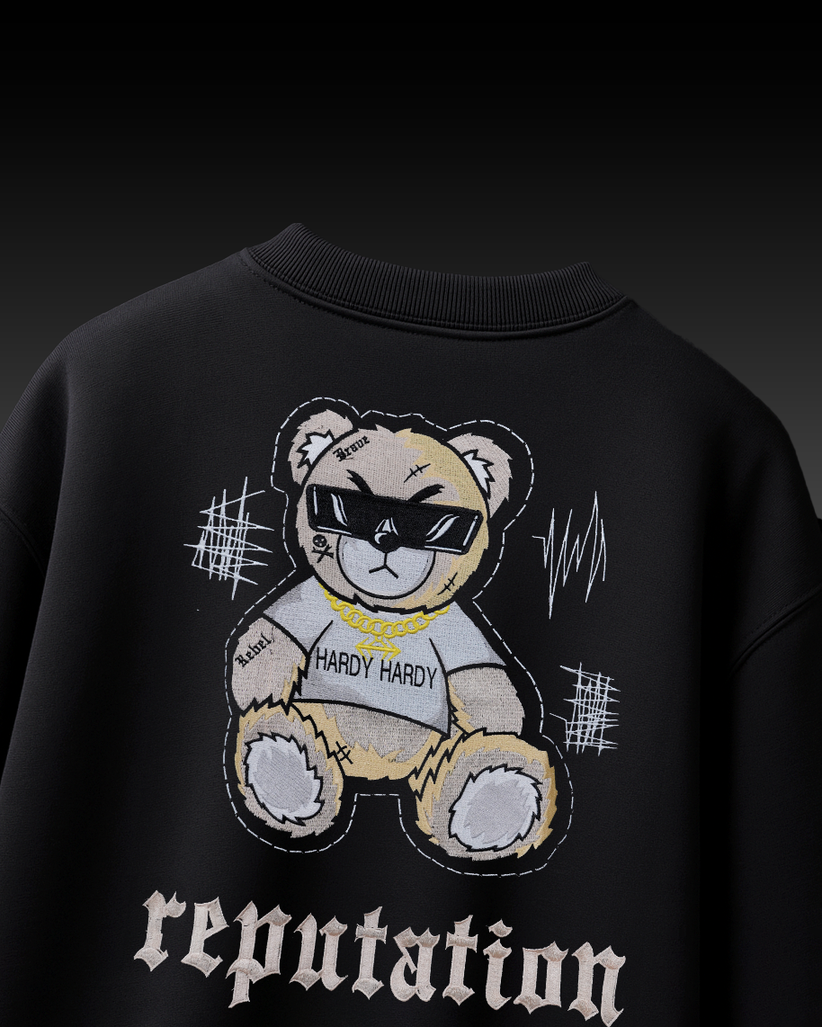 REPUTATION BEAR EMBROIDERY OVER-SIZED T SHIRT