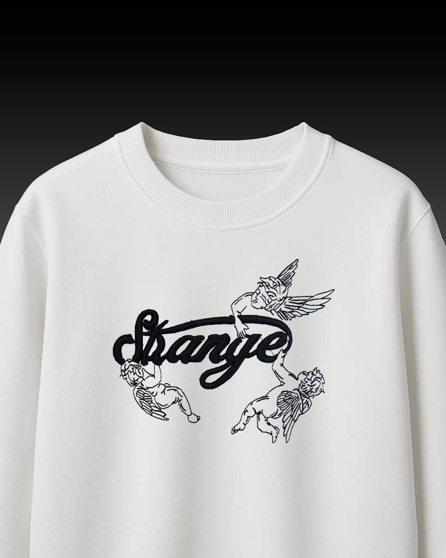 STRANGE ANGELS EMBROIDERY OVER-SIZED T SHIRT