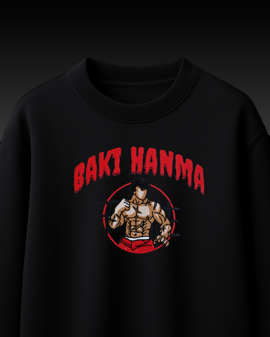 BAKI HANMA EMBROIDERY OVER-SIZED T SHIRT
