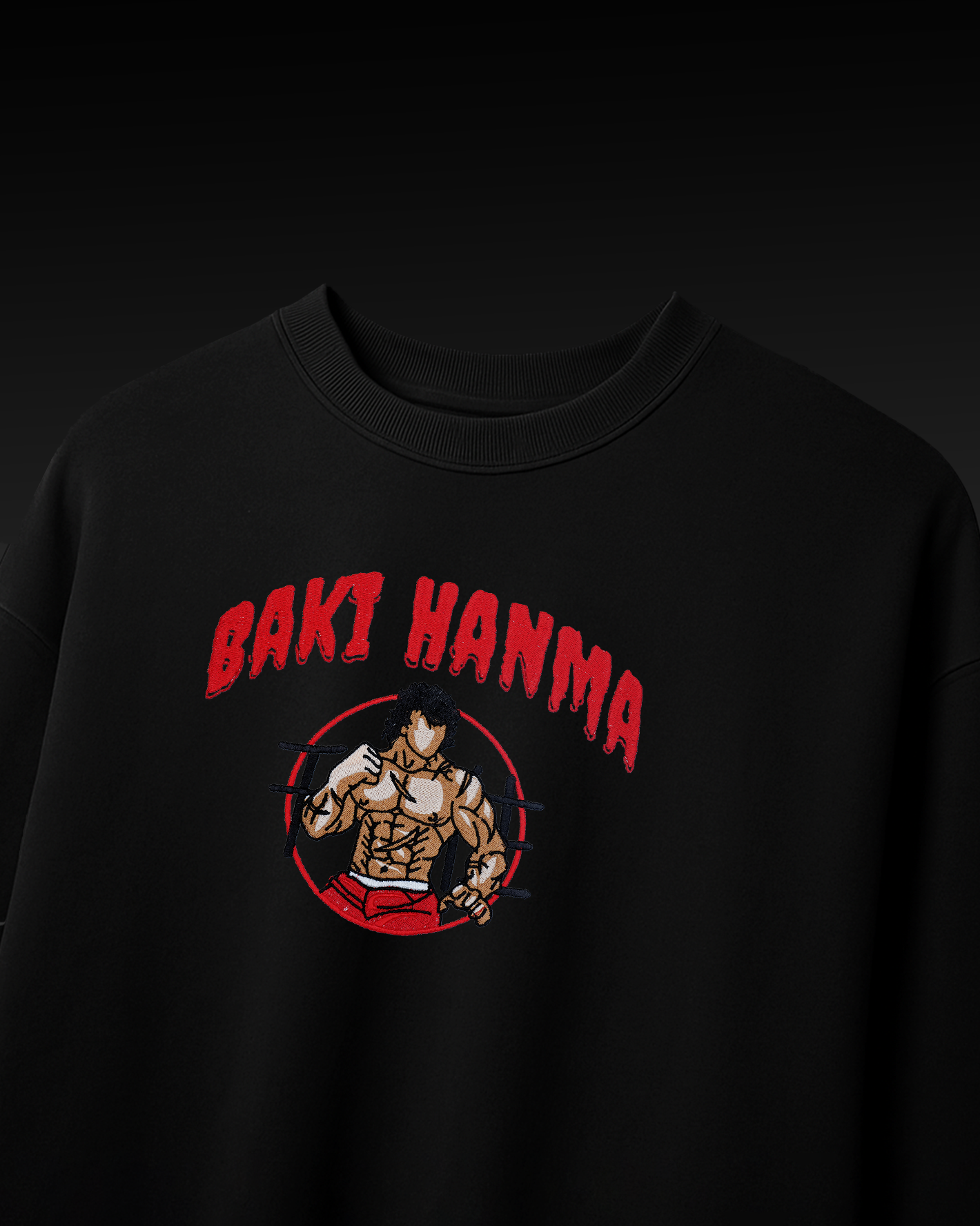 BAKI HANMA EMBROIDERY OVER-SIZED T SHIRT