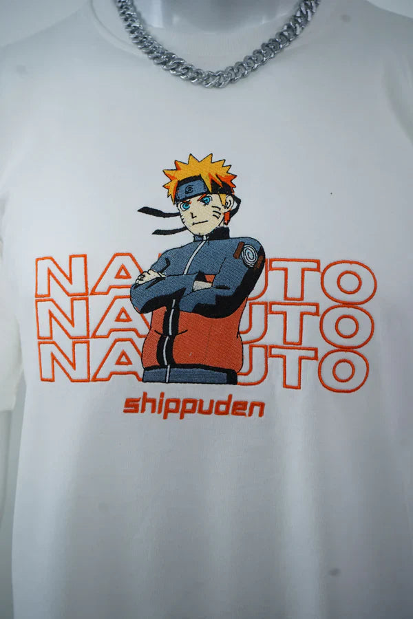 NARUTO EMBROIDERY OVER-SIZED T SHIRT - My Store