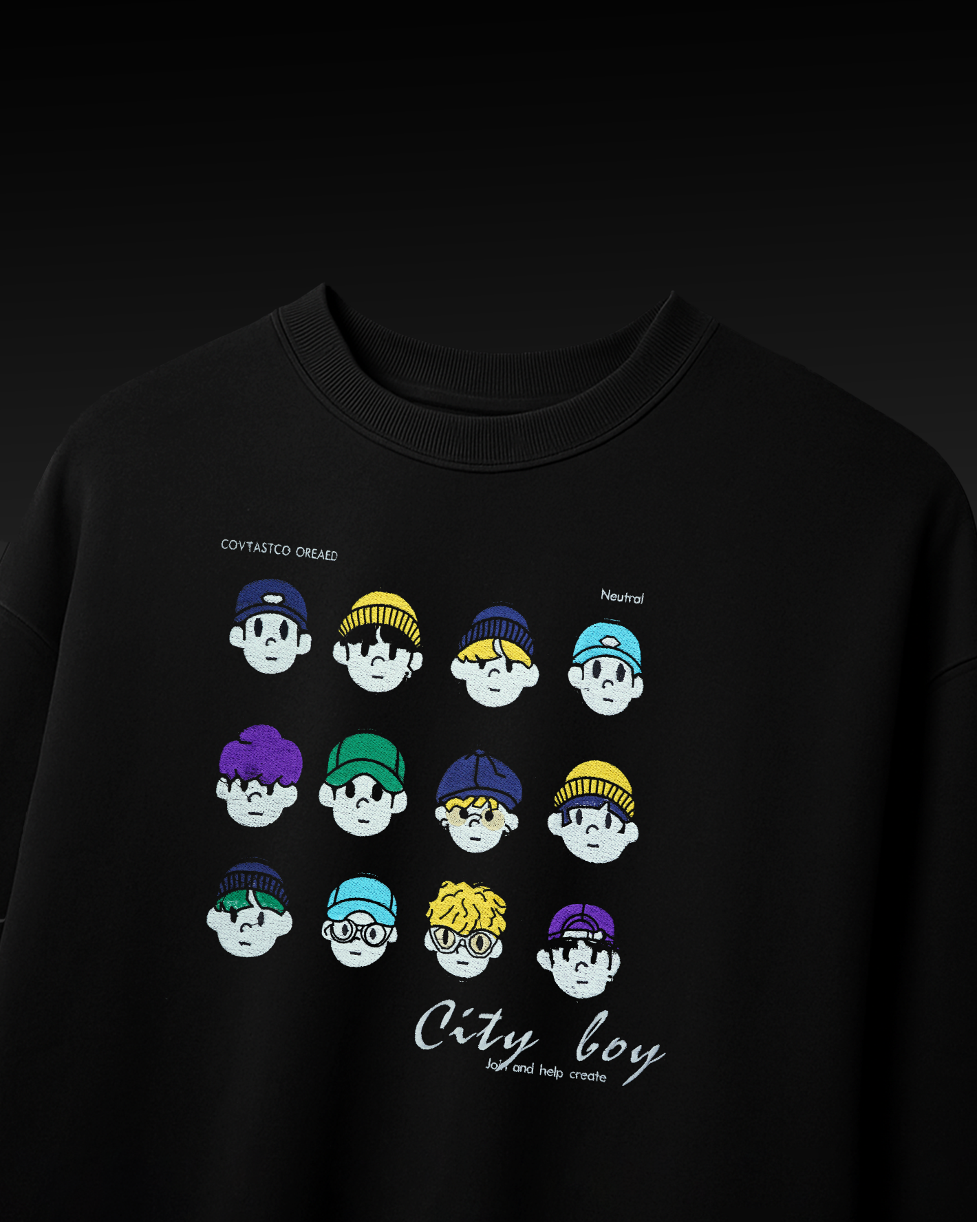 CITY BOY'S EMBROIDERY OVER-SIZED T SHIRT