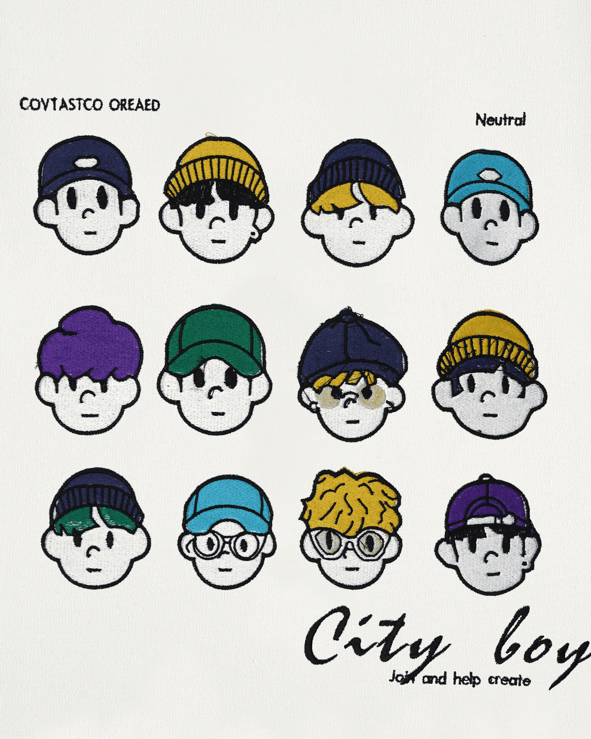 CITY BOY'S EMBROIDERY OVER-SIZED T SHIRT