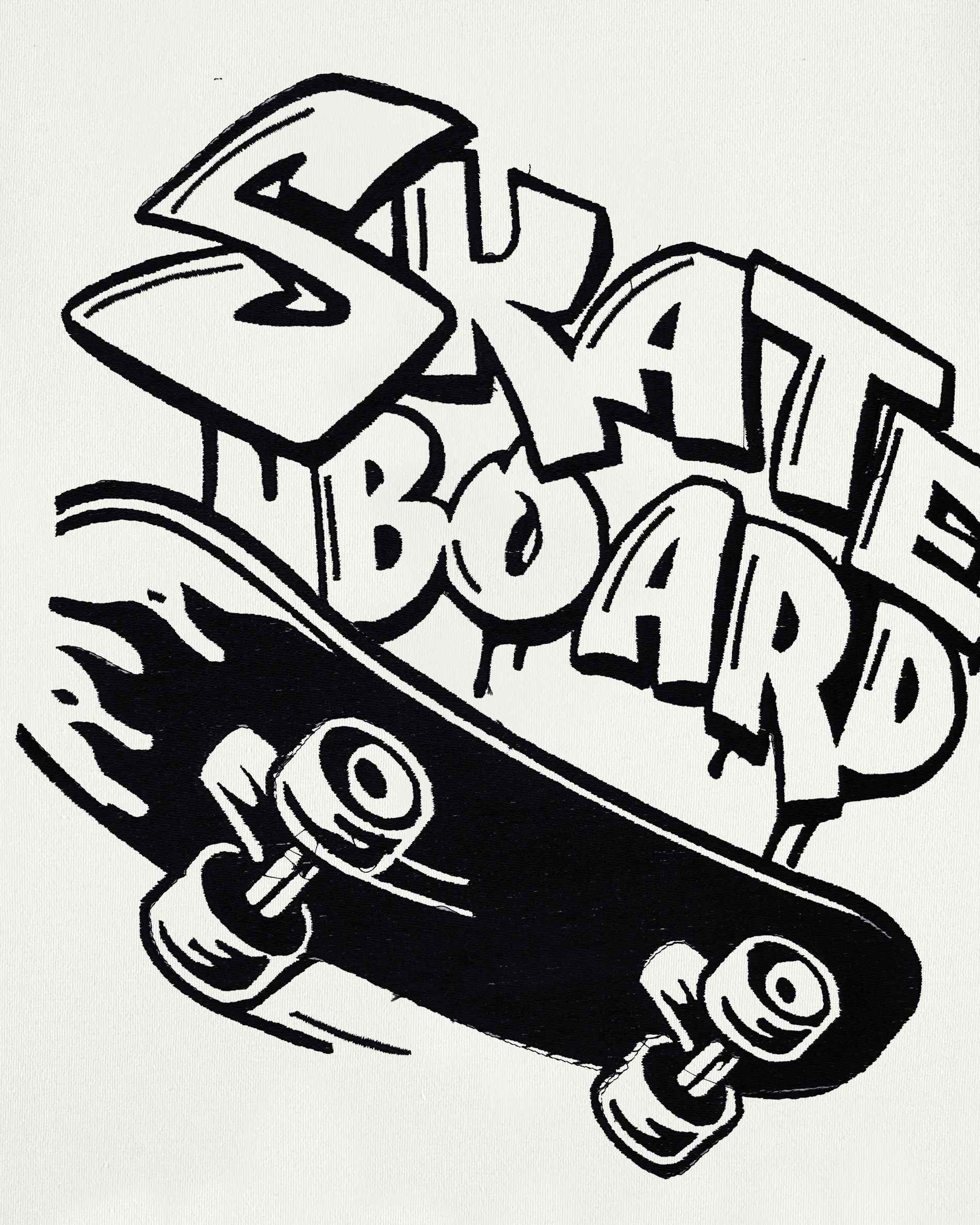 SKATE BOARD EMBROIDERY OVER-SIZED T SHIRT